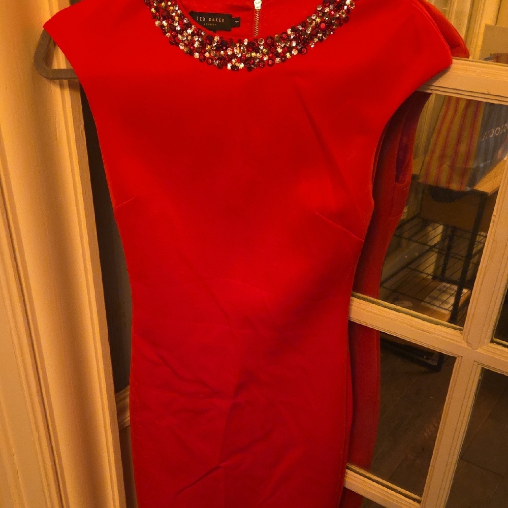 Ted Baker Scarlet Embellished Mini Dress